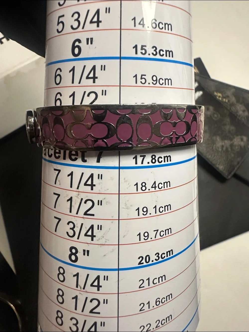 Coach Pink Signature Pattern Cuff Bracelet